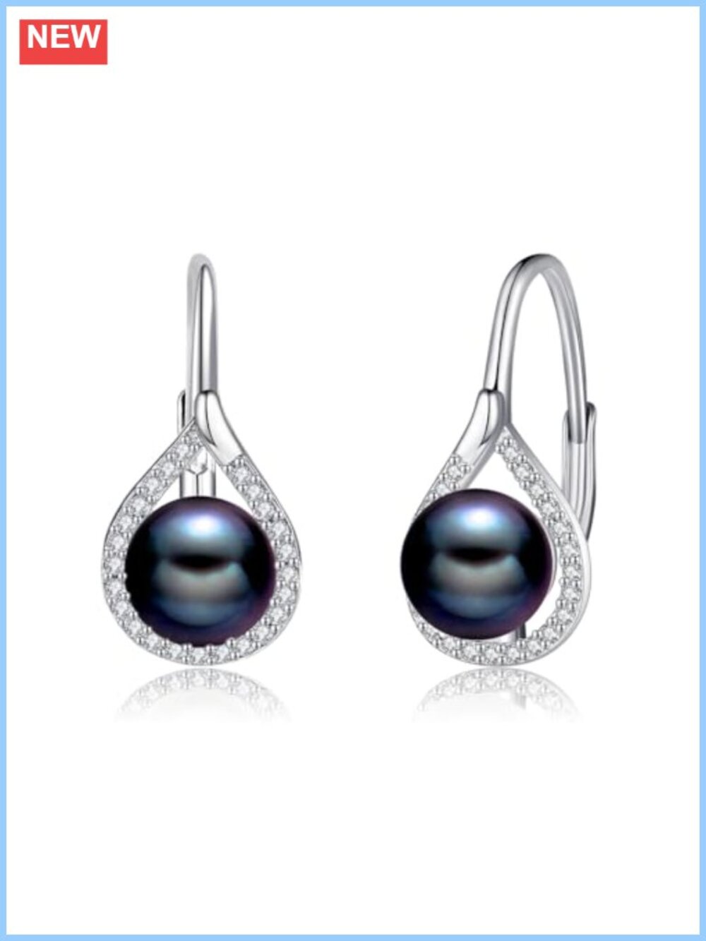 925 Sterling Silver Freshwater Pearl Leverback Drop Earrings 6mm